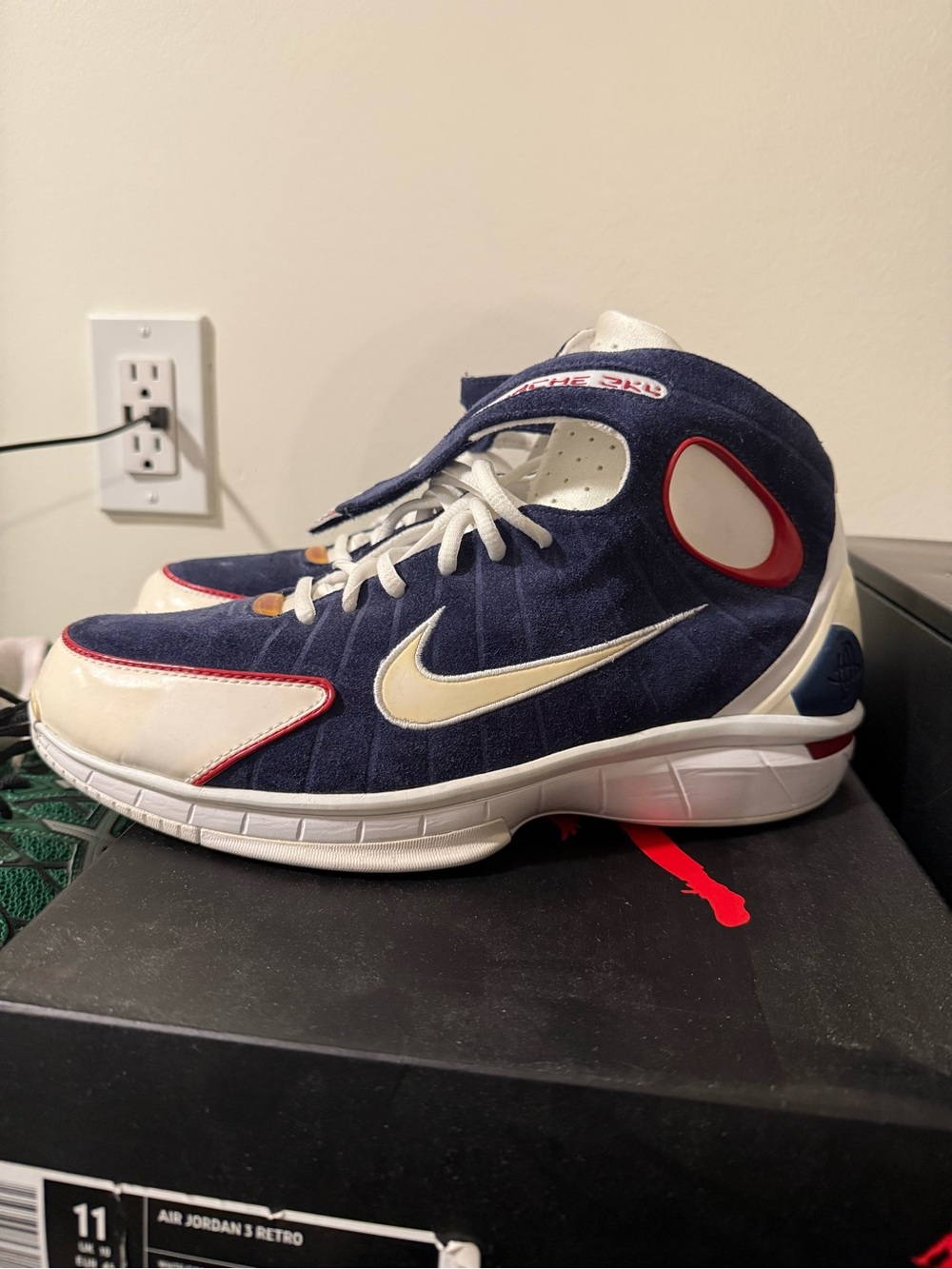 Nike Kids Navy, White and Red High-Top Sneakers